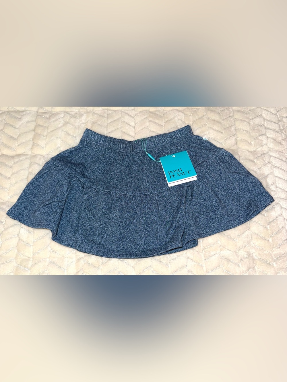 Posh Peanut indigo denim skort w/ a tiered design & elastic waistband, sz 2T NWT